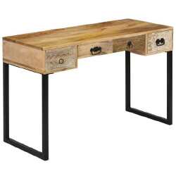 Rašomasis stalas, mango mediena ir tikra oda, (117x50x76cm)