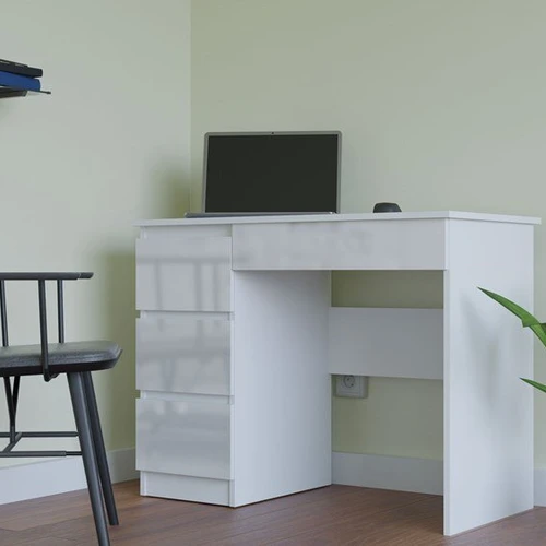 Baltas blizgus stalas su MDP plokšte ir ABS apdaila