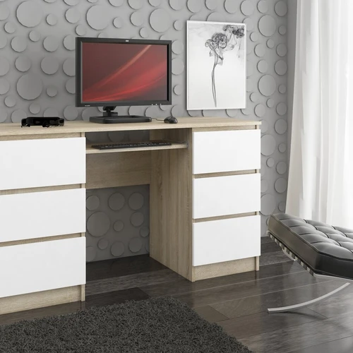 Tvirtas rašomasis stalas su ABS briaunomis ir metaliniais kreiptuvais