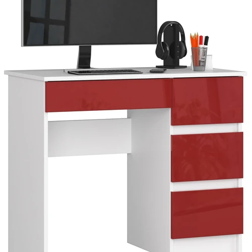 Rašomasis stalas NORE A-17, dešininisS, baltas/raudonas