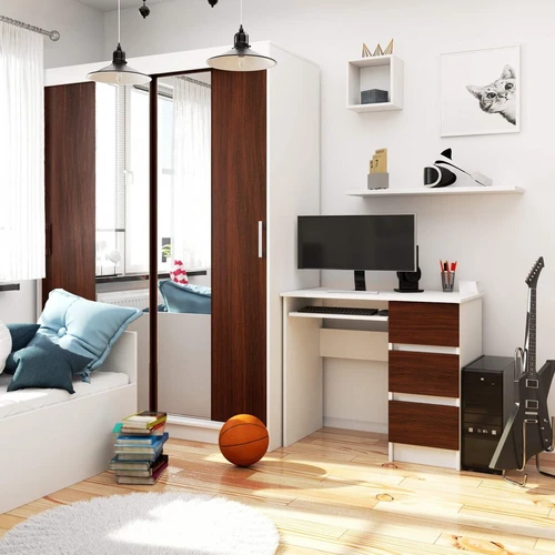 Kompiuterio stalas A-6 su erdviais stalčiais ir minimalistiniu dizainu