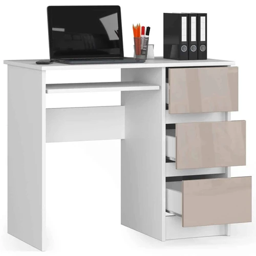 Ergonominis rašomasis stalas su metaliniais kreiptuvais ir ABS briauna