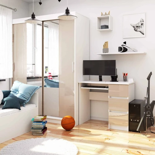 Patvarus rašomasis stalas su atsparia plokšte ir judančiais stalčiais