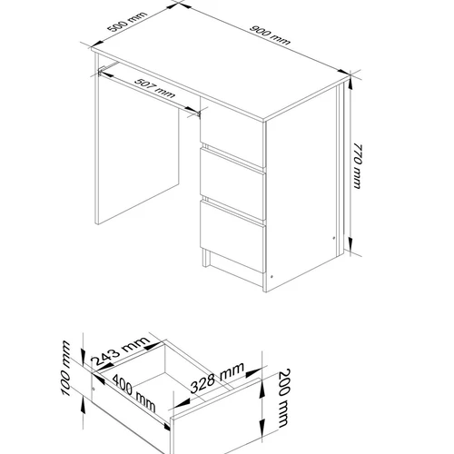 Ergonominis stalas studijoms ir biuro darbui