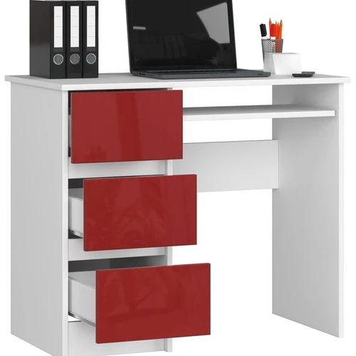 Komfortiškas baltas rašomasis stalas su ABS briaunomis