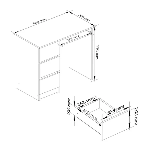 Dviejų spalvų laminuotas stalas A-6 su ABS kraštų apsauga