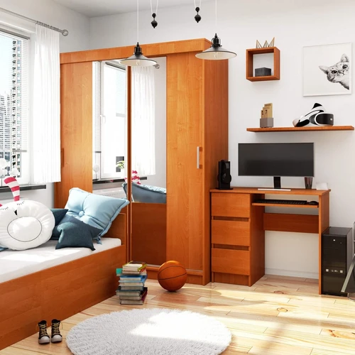 Rašomasis stalas iš alksnio medienos su trimis stalčiais