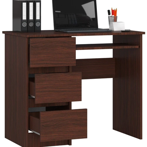 Tvarkingas rašomasis stalas tamsiai rudos spalvos