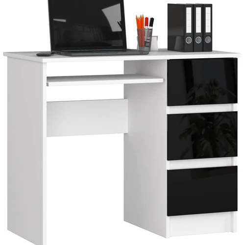 Rašomasis stalas NORE A-6 TEISINGAS, baltas/juodas