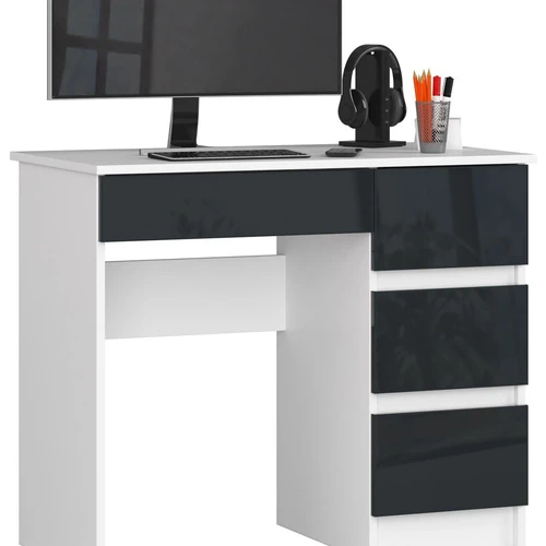 Rašomasis stalas NORE A-7, dešininis, baltas/tamsiai pilkas