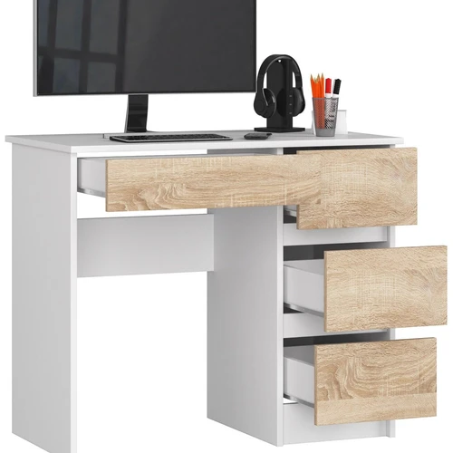 Baltas funkcionalus stalas su sonomos priekiais ir ABS apvadu