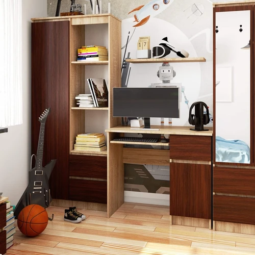 Tvirtas ir patvarus kompiuterio stalas su subtiliomis spalvomis