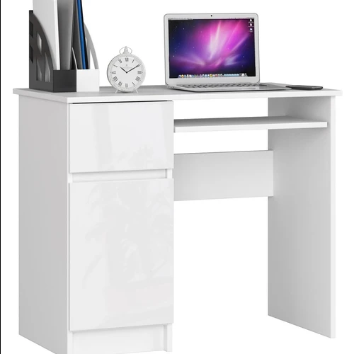 Rašomasis stalas NORE A-7, kairinis, baltas