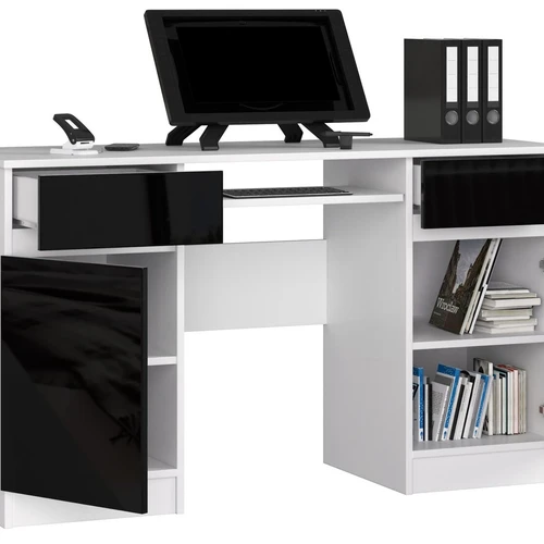 Platus rašomasis stalas su funkcionaliais stalčiais ir klaviatūros lentele