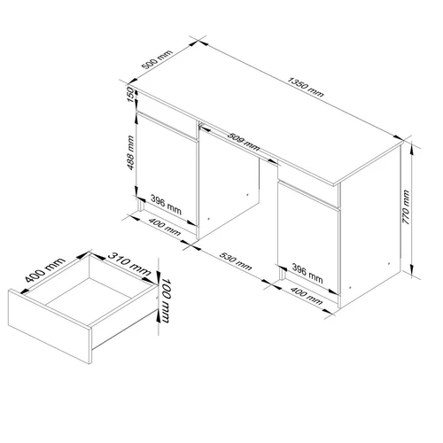 Patogus rašomasis stalas su atsparia plokšte ir funkcionaliais stalčiais