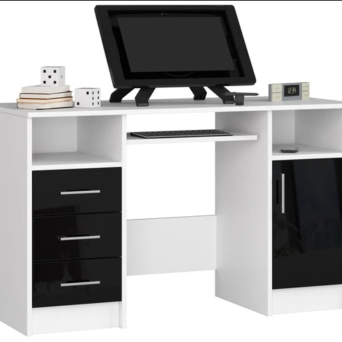 Rašomasis stalas NORE Ana, baltas/juodas