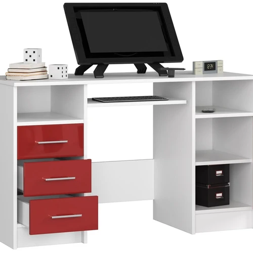 Ergonominis stalas su patogiais stalčiais ir klaviatūros lenta