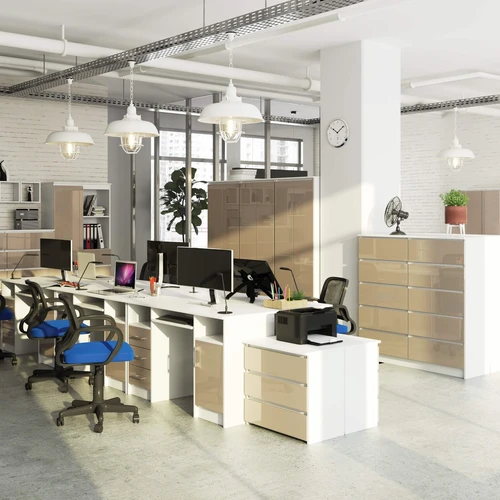 Ergonomiškas stalas su papildoma lentyna ir ritinėlių kreiptuvais