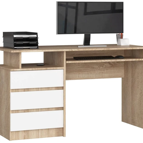 Rašomasis stalas NORE CLP S135, baltos/ąžuolo spalvos