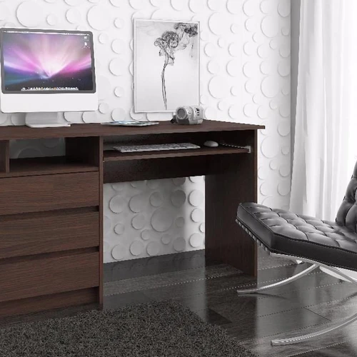 Modernus rašomasis stalas su metaliniais ritinėliais