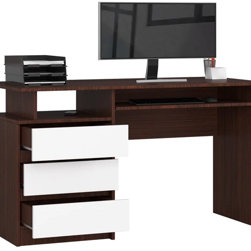 Praktiškas stalas su erdviais stalčiais ir klaviatūros lenta