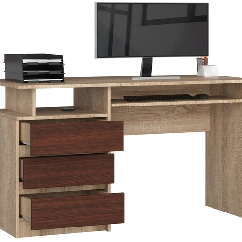 Platus rašomasis stalas su funkcionaliais stalčiais ir klaviatūros lentele