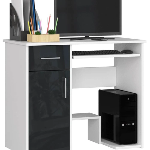 Rašomasis stalas NORE Jay 90 cm., baltas/tamsiai pilkas