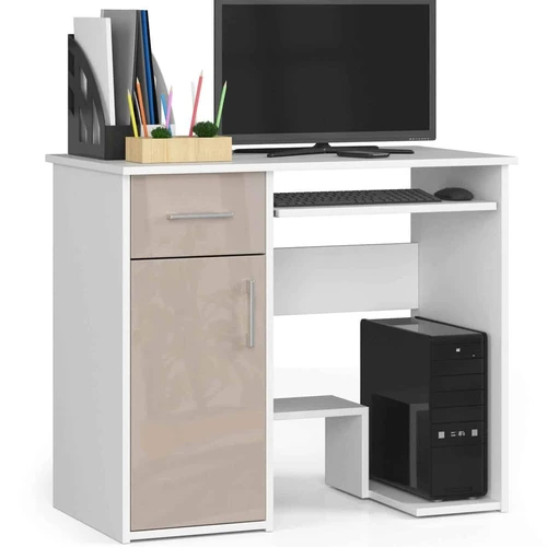 Rašomasis stalas NORE Jay 90 cm., baltos/kreminės spalvos