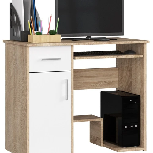 Rašomasis stalas NORE Jay, baltos/ąžuolo spalvos