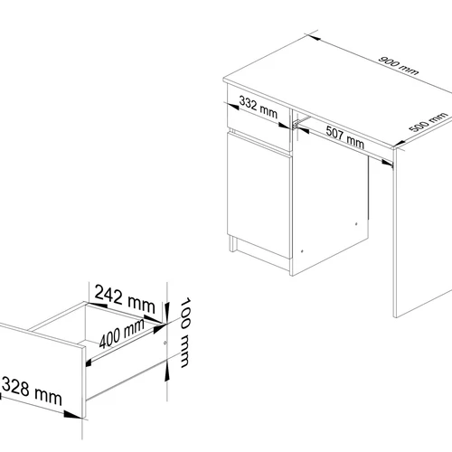 Ergonominis stalas su daug vietos ir atsparia plokšte