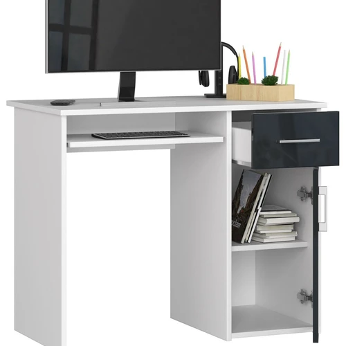 Baltas rašomasis stalas su AKRYL MDF durelėmis