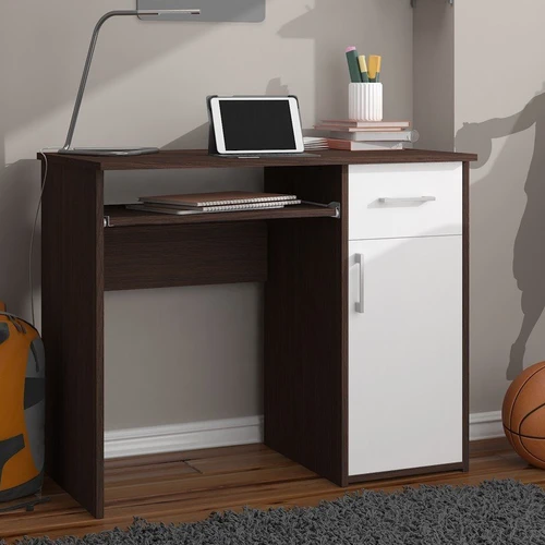 Laminuotas rašomasis stalas su nugarėle ir ABS apvadu