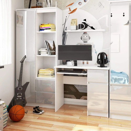 Nedidelis rašomasis stalas su laminuota lentele ir atspariais apvadais