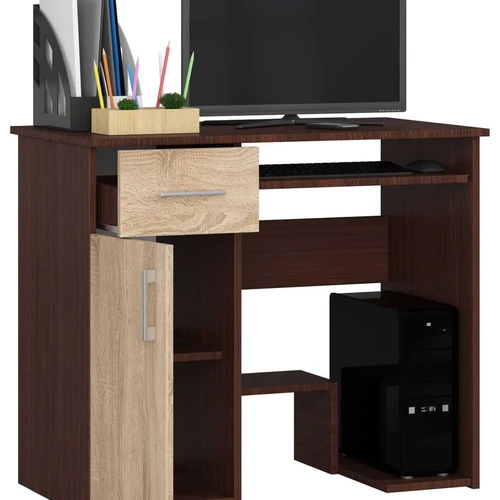 Tamsiai rudas rašomasis stalas su ąžuolo atspalviu