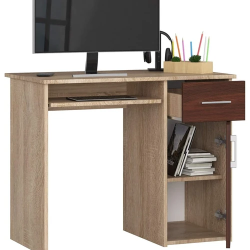 Ąžuolo spalvos rašomasis stalas su MDF fasadais