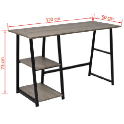 Rašomasis stalas su 2 lentynomis, pilka ir ąžuolo - Darbo stalai