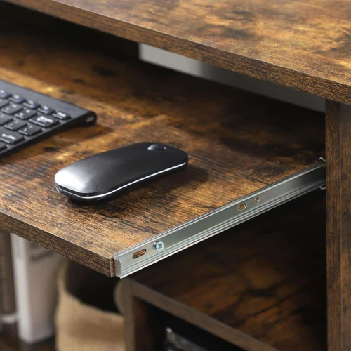 Vintažinės rudos spalvos kompiuterio stalas iš medžio drožlių plokštės