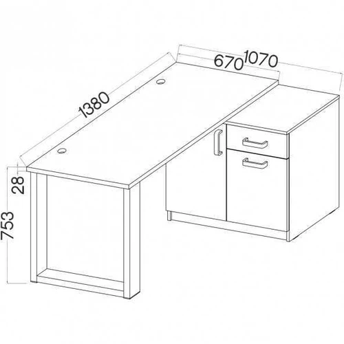 Ergonominė spinta su metalinėm rankenom – 138x75,3x107 cm