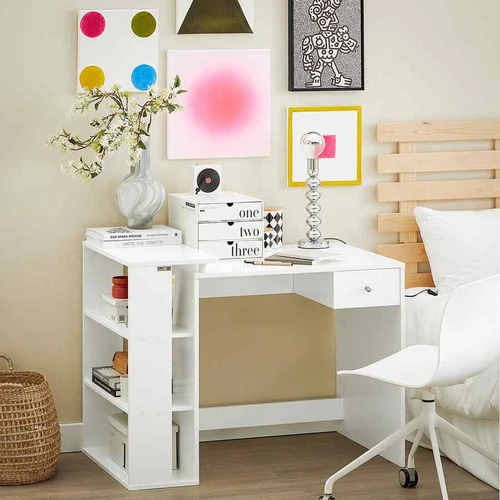 Rašomasis stalas su lentyna 101x60x76cm., baltos spalvos - Darbo stalai