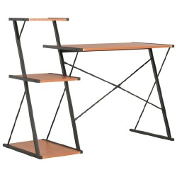 Rašomasis stalas su lentyna, juodas ir rudas, 116x50x93cm - Darbo stalai