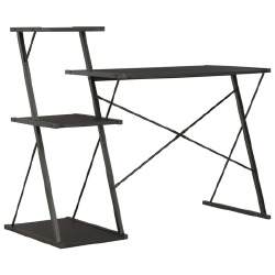 Rašomasis stalas su lentyna, juodos spalvos, 116x50x93cm - Darbo stalai