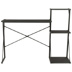 Rašomasis stalas su lentyna, juodos spalvos, 116x50x93cm - Darbo stalai