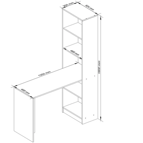 Išmanus rašomasis stalas su funkcionalia knygų spinta