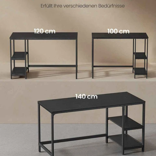 Rašomasis stalas su lentynomis 50x100x76cm., juodos spalvos - Darbo stalai