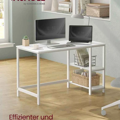 Rašomasis stalas su lentynomis 60x120x76cm., baltos spalvos - Darbo stalai