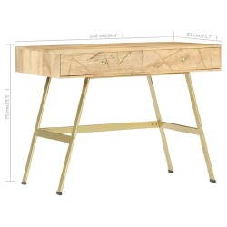 Rašomasis stalas su stalčiais, 100x55x75cm, mango masyvas - Darbo stalai