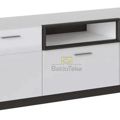 Moderni spinta su apšvietimu – balti ir juodi fasadai