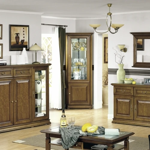 RAWENO stalas su natūraliu medžio lukštu ir metalinėmis rankenėlėmis