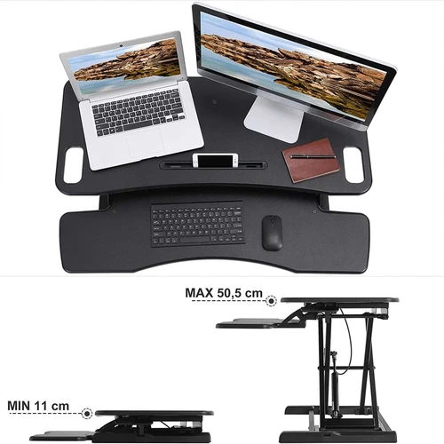 Stalas su dideliu keliamuoju stalviršiu ir MDF plokšte