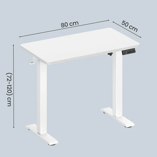 Reguliuojamo aukščio stalas VASAGLE, Elektrinis, 80 × 50 × 72–120 cm - Darbo stalai